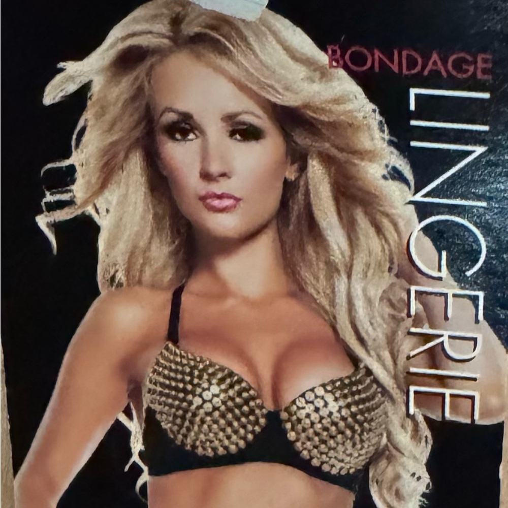 NWT Pleasure Bound Lingerie gold studded spikes  bra Size 34B